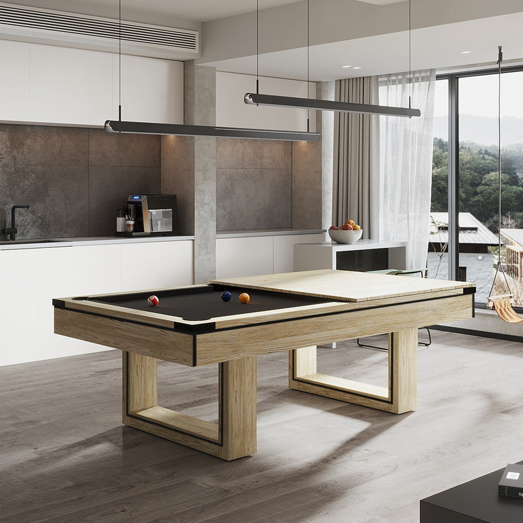 Plumas 3-in-1 Pool Table by Uxuan Sports | Stylish Light Wood Billiard, Table Tennis & Dining Combo