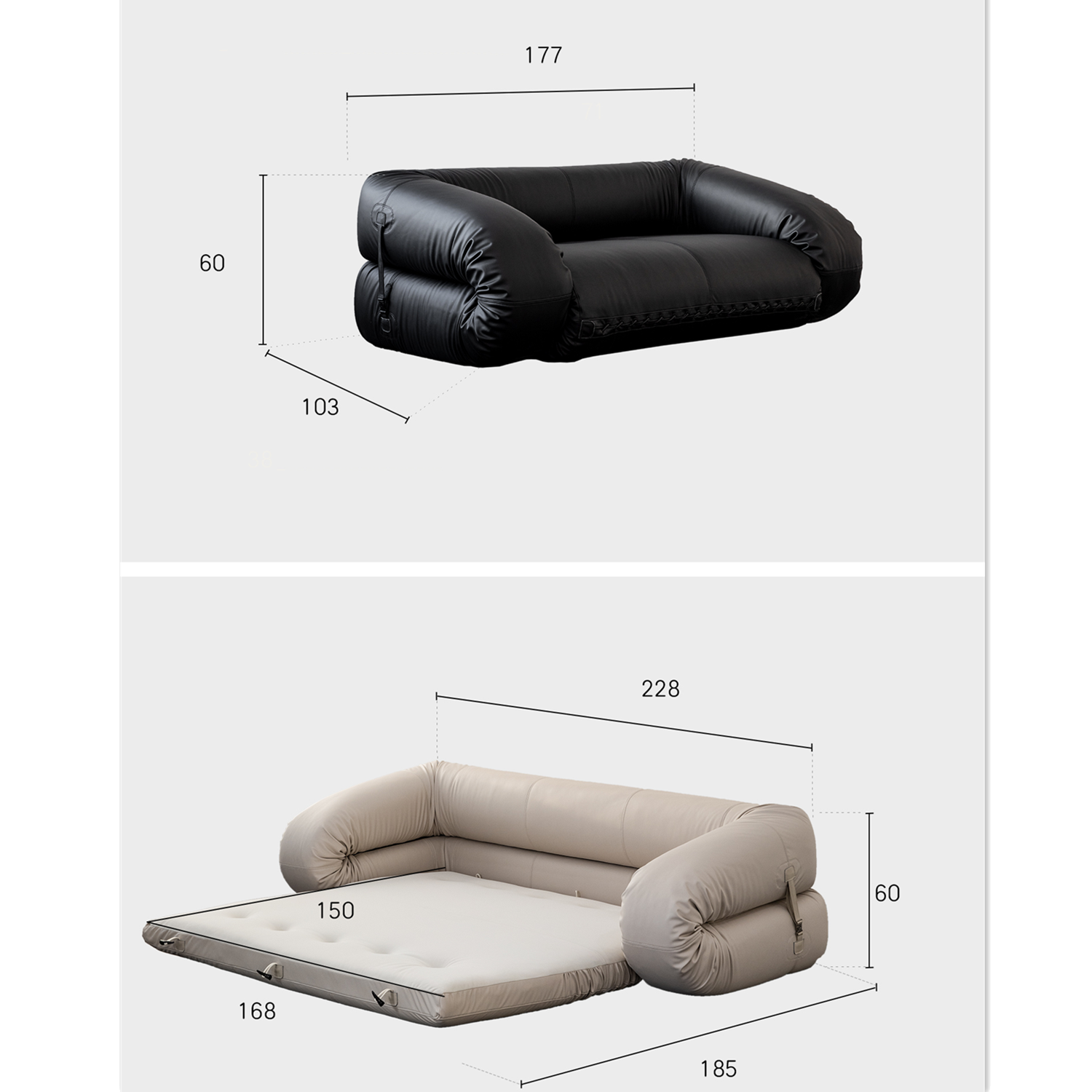 Gage Foldable Sofa Bed - 2 Seater/3 Seater-Custom Made