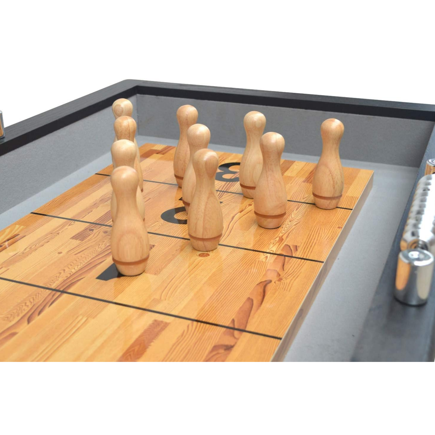 Shuffleboard Bowling Pin Set-Hardwood Oak