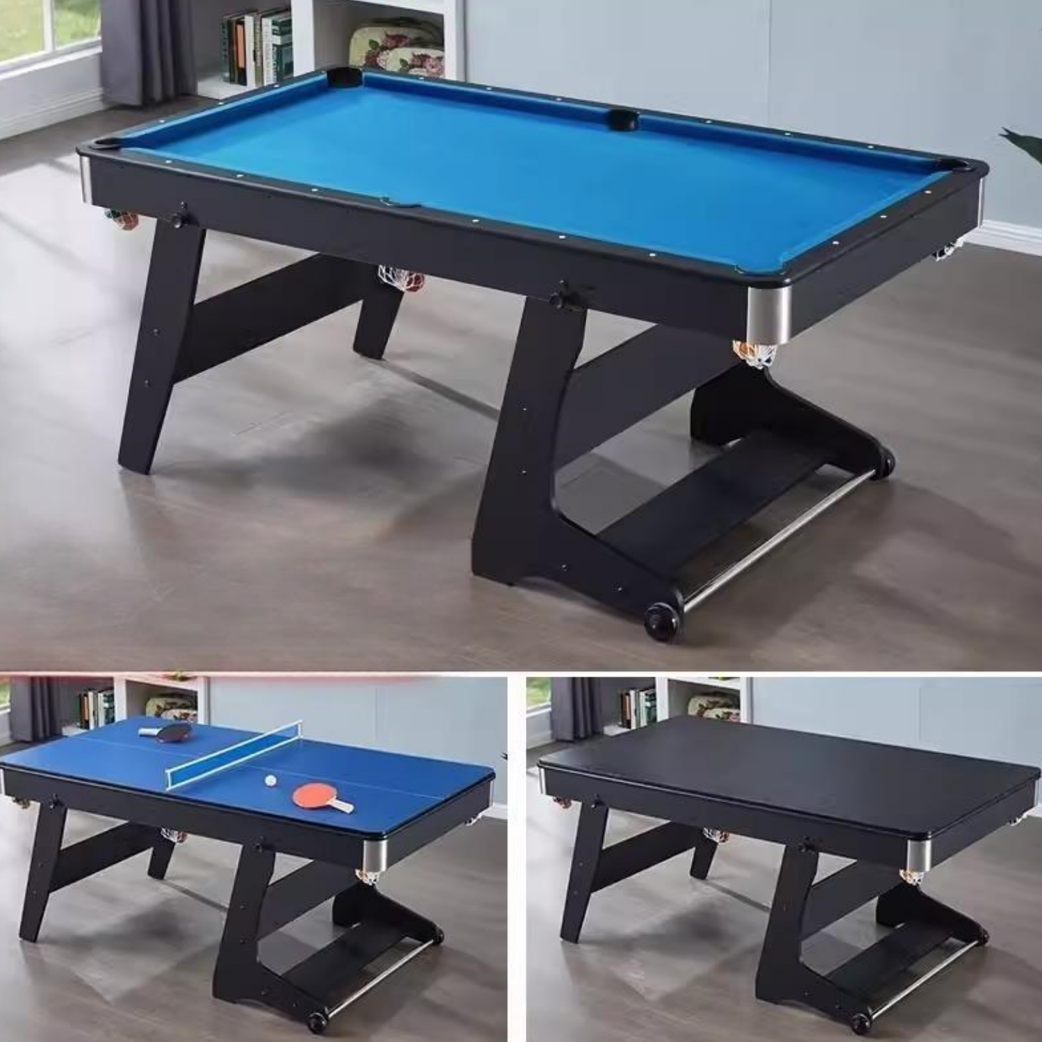 Lyle 6FT Pool Table- 3IN1 Foldable Black