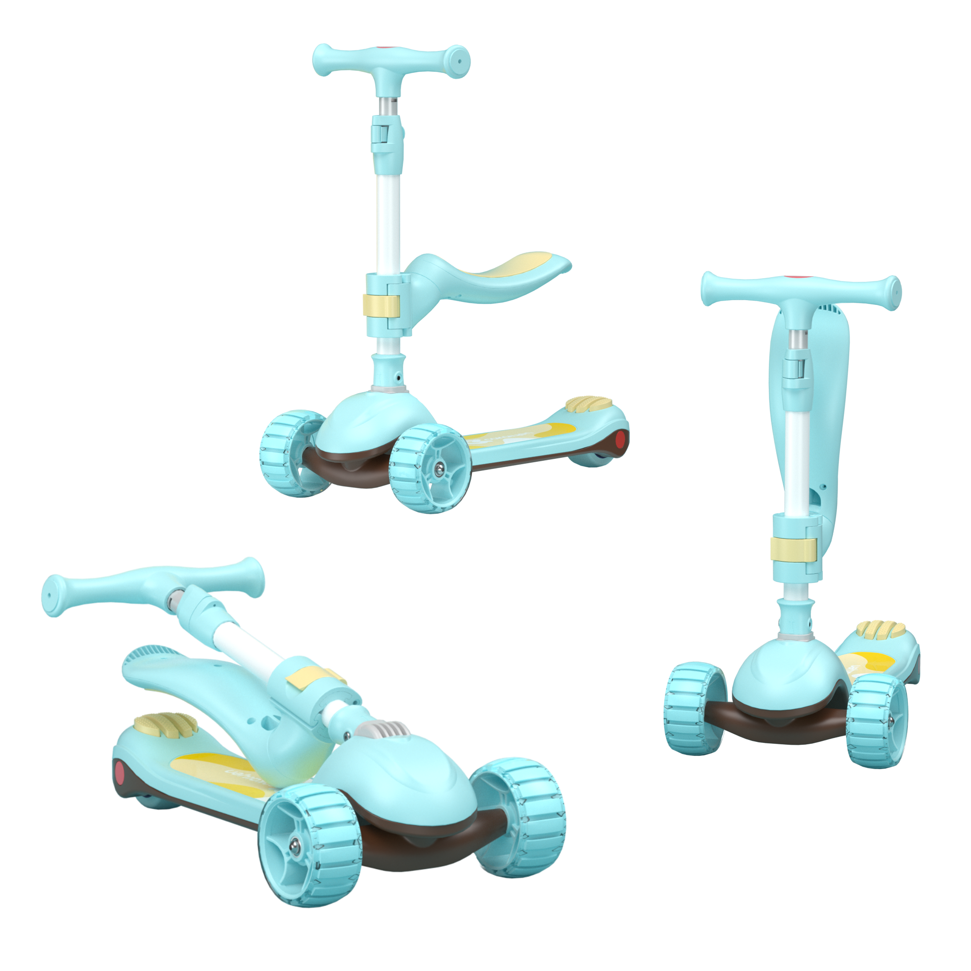 Kids Scooter 2 In 1 Foldable -Light Green Ice Cream