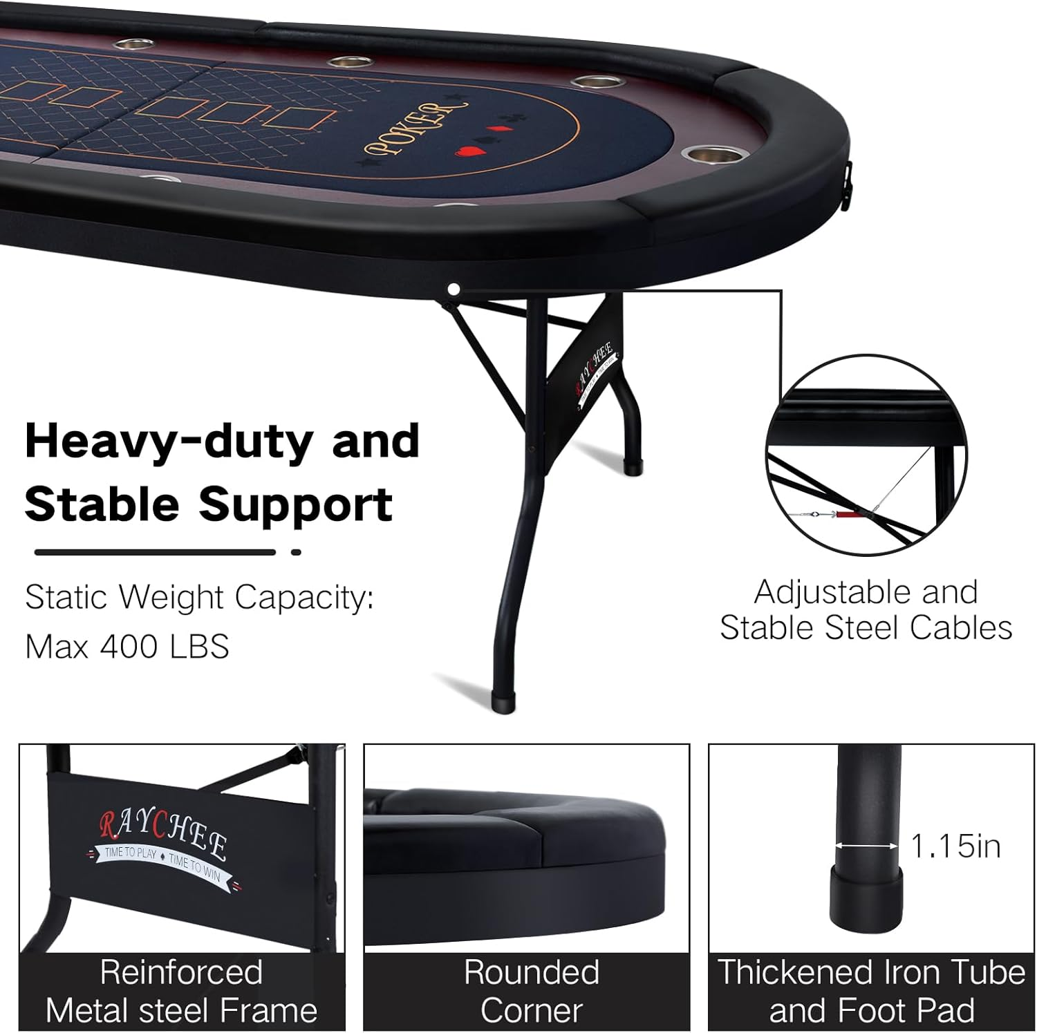 10-Player Foldable Poker Table-Uxuan Sports