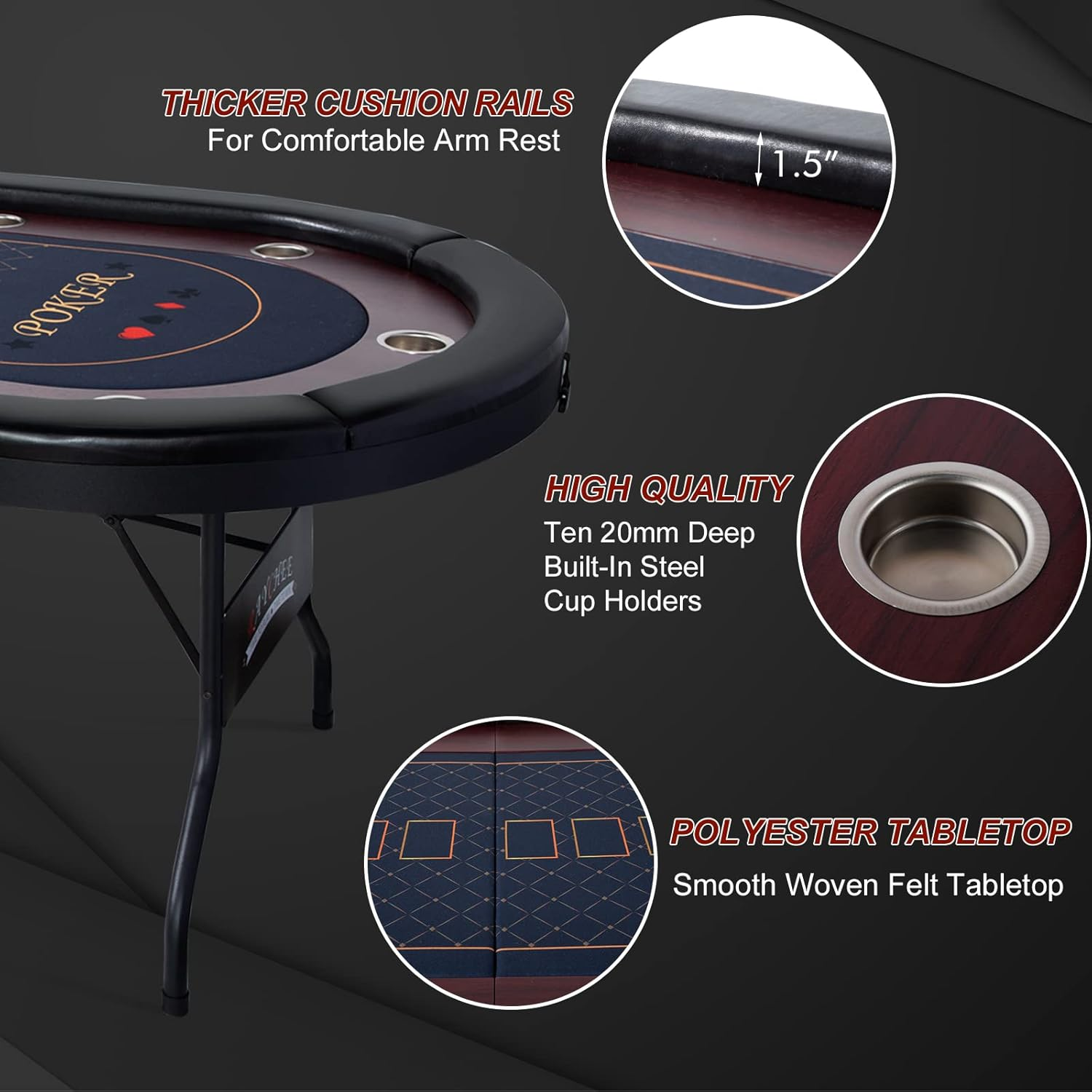 10-Player Foldable Poker Table-Uxuan Sports