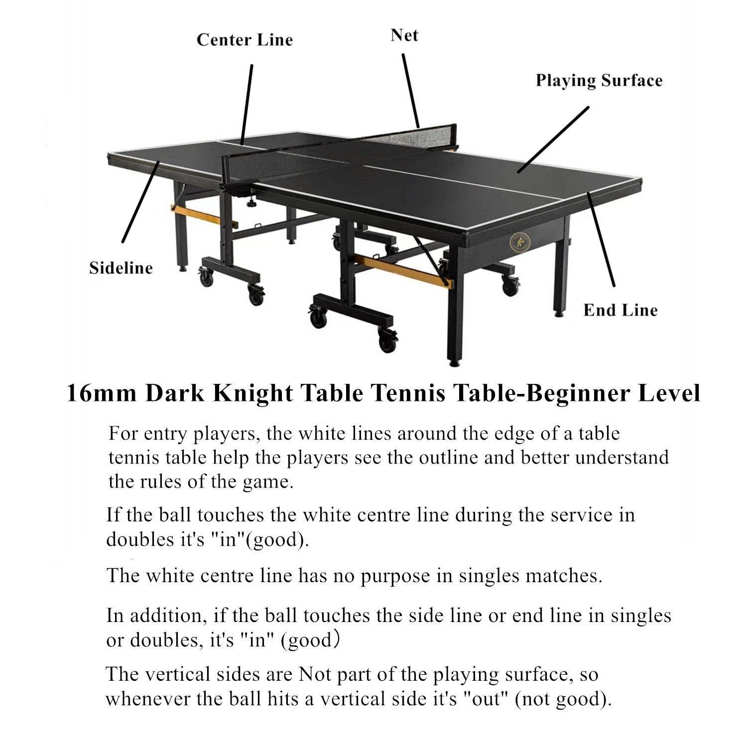 16mm Table Tennis Table-Dark Knight 10 Minutes QuickPlay Assembly – Uxuan  Sports