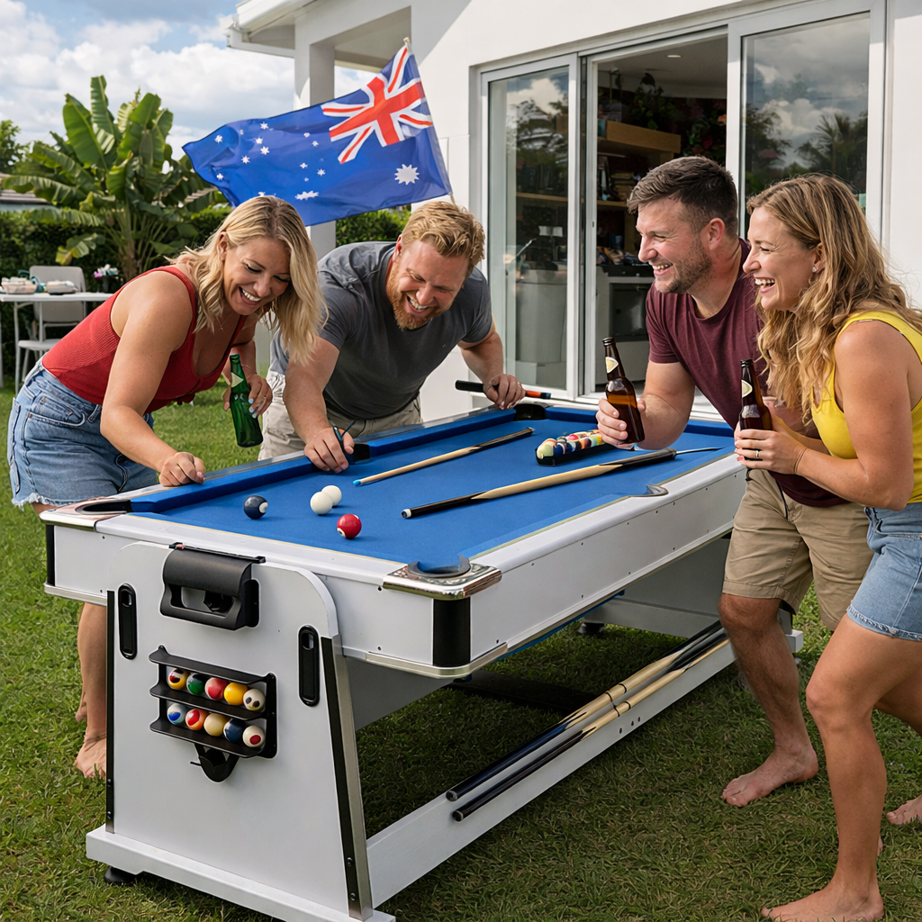 7FT 4IN1 Convertible Pool Table-White with Blue Felt