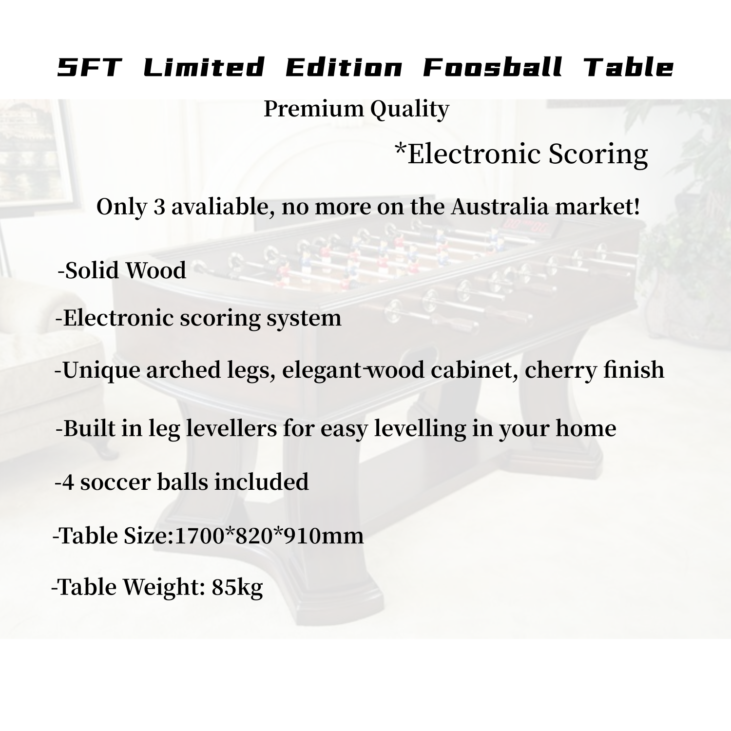 5FT Foosball Table | Electronic Scoring - Display Table/Melbourne Only