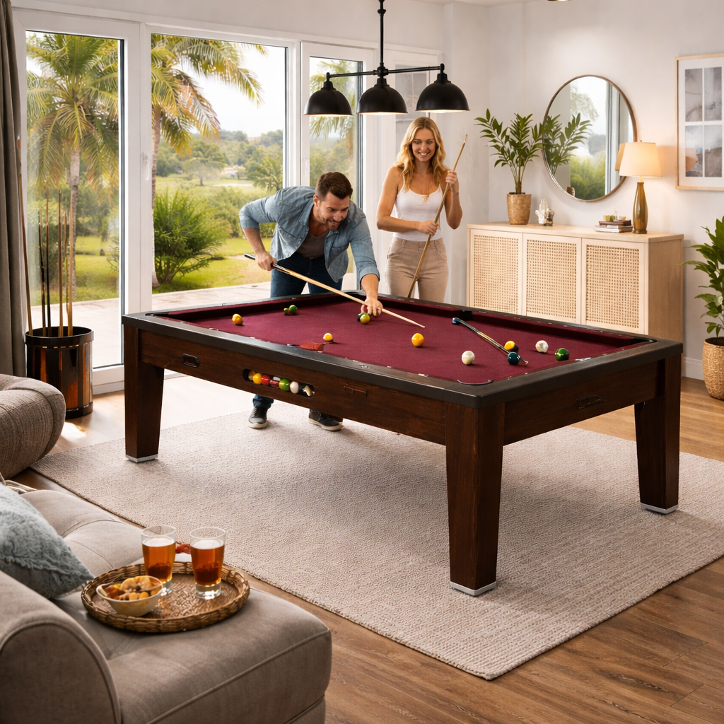 7FT 6IN1 Challenger Pool Table-Walnut