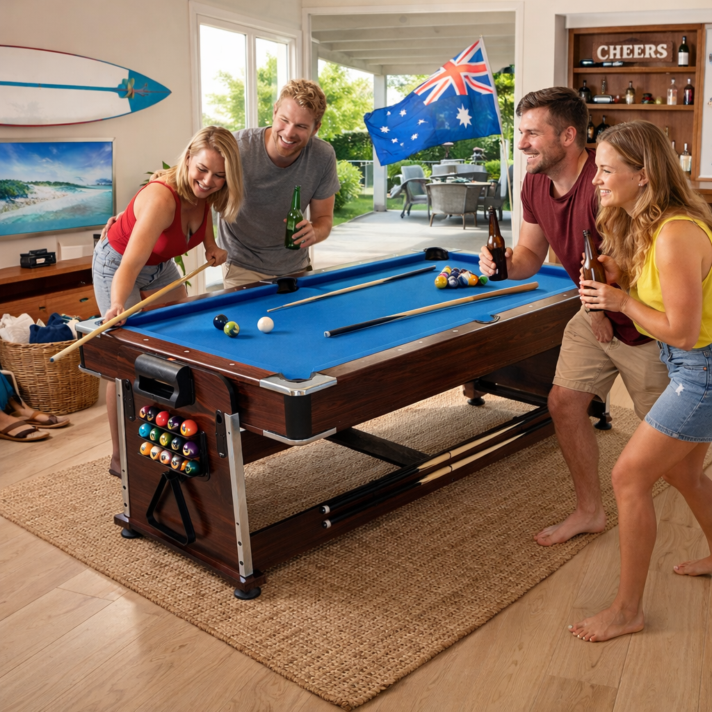 7FT Convertible Game Table - Walnut/Blue Felt