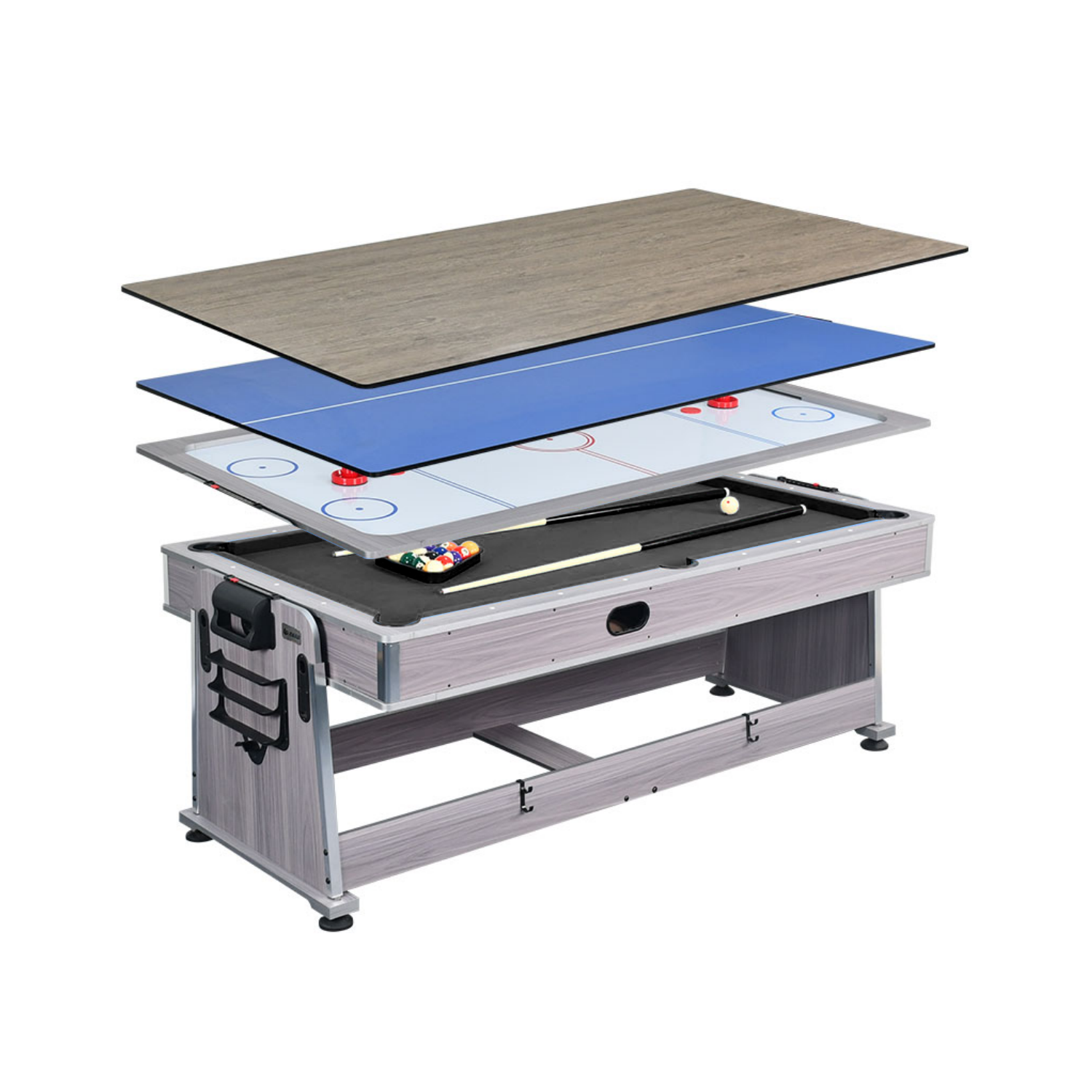 7FT 4IN1 Convertible Pool Table-Premium Quality Black Felt