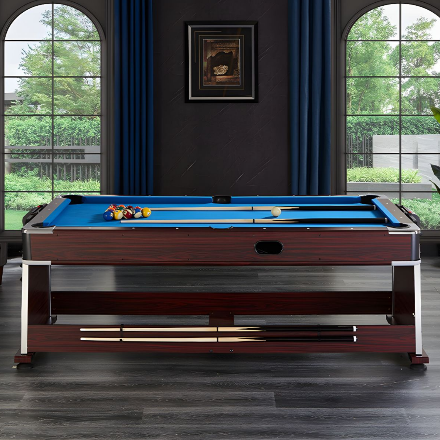 7FT 4IN1 Convertible Pool Table-Walnut