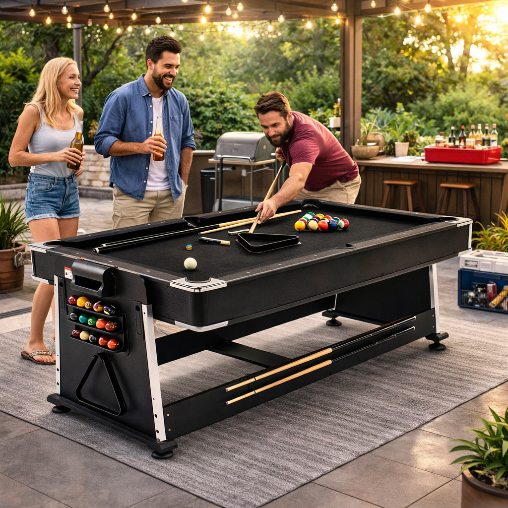 7FT 4IN1 Convertible Pool Table-Black