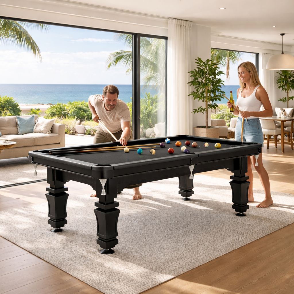 Oxford Slate Pool Table - 7FT Solid Wood Billiard/Black