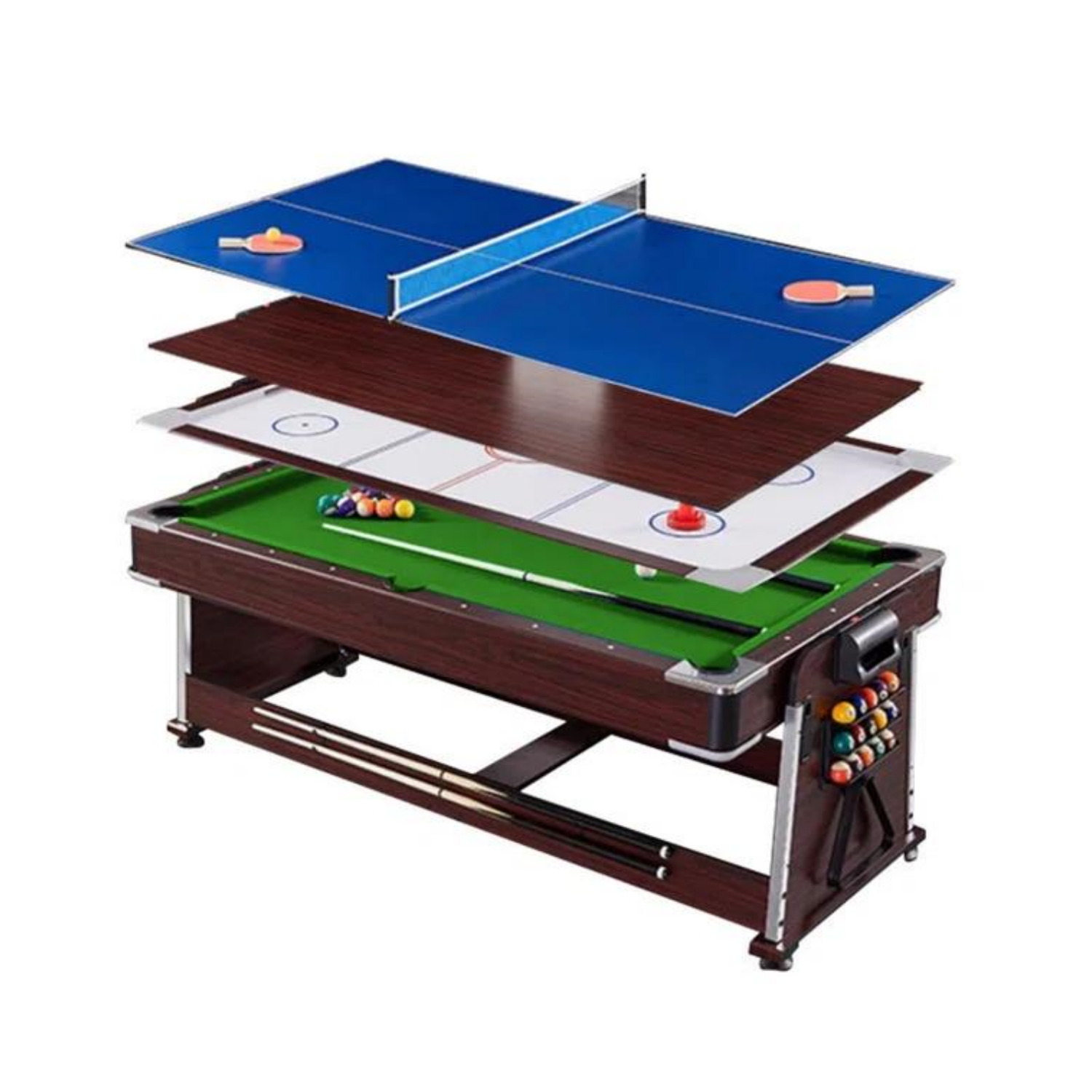 7FT 4IN1 Convertible Pool Table-Walnut