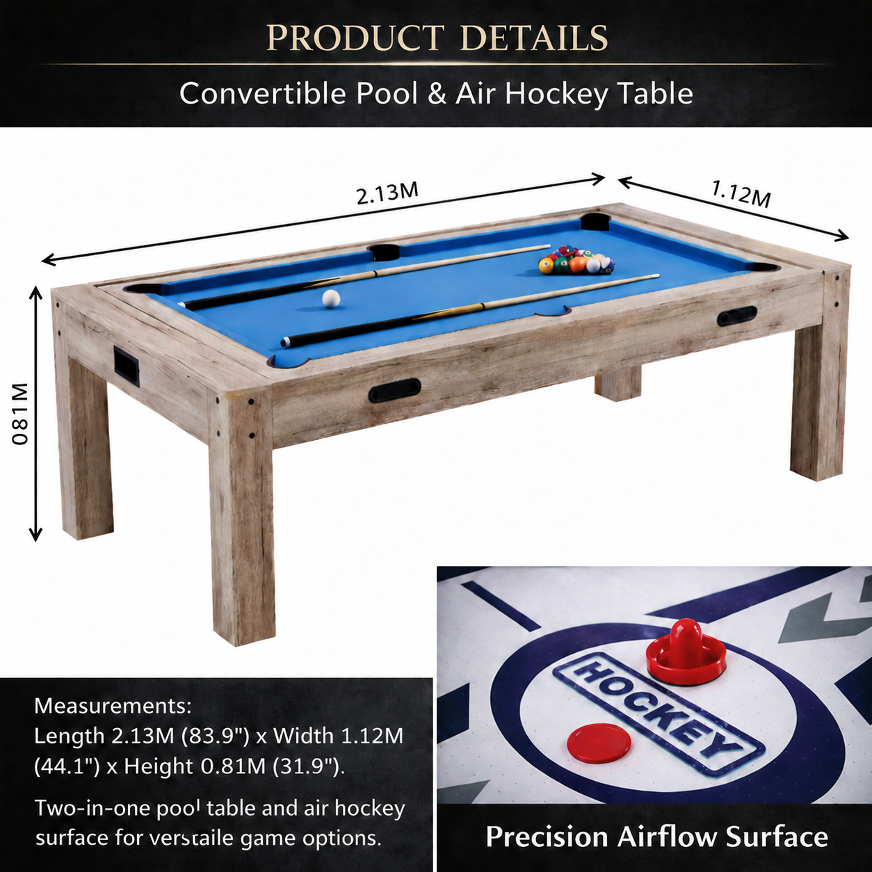 7FT 4IN1 Convertible Pool Table - Uxuan Sports