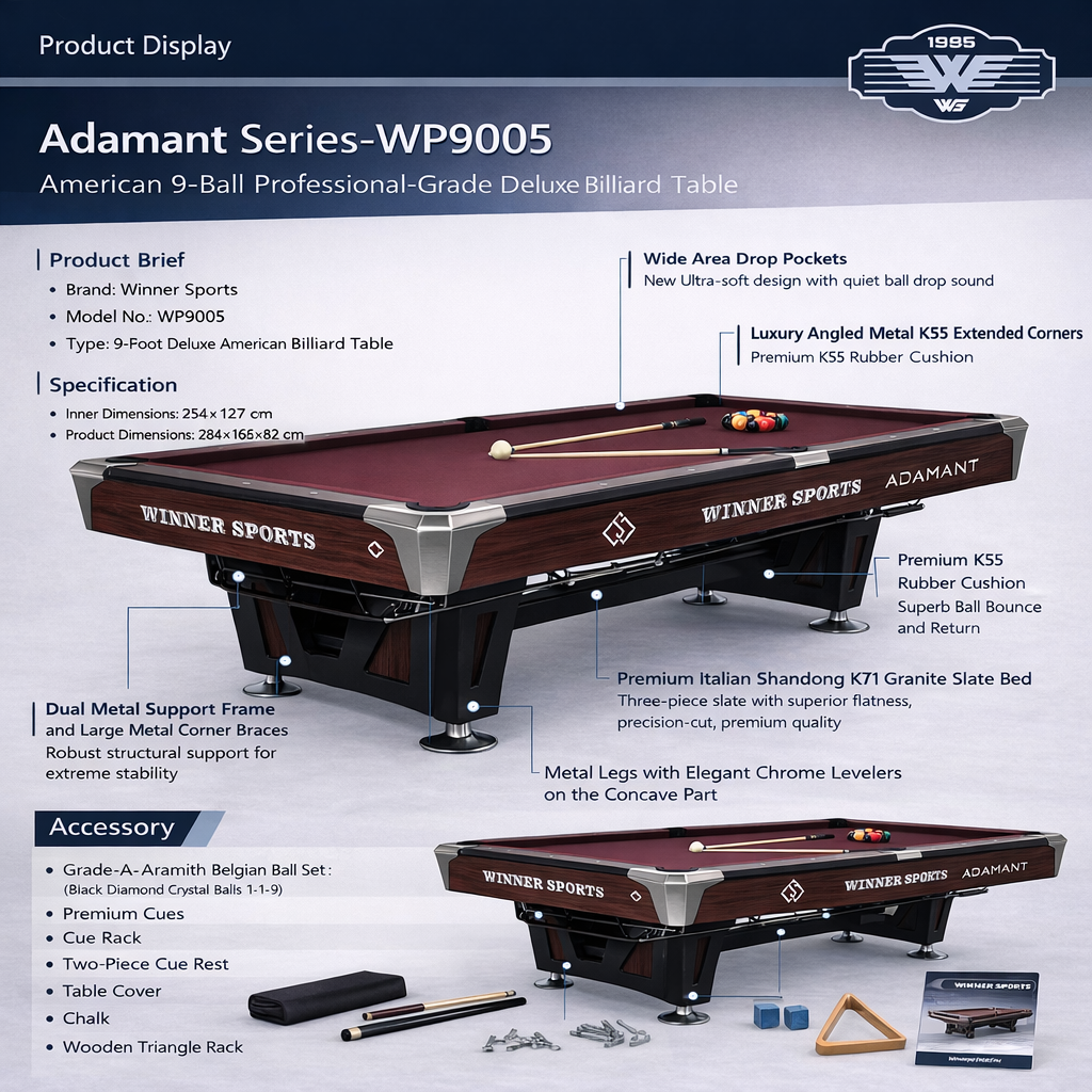 Admant 9ft Professional Nine-Ball Pool Table