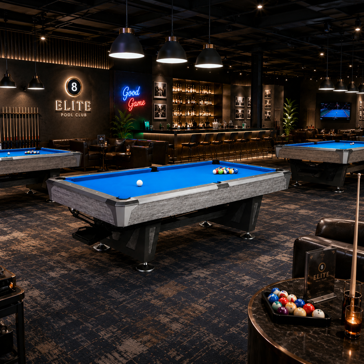Admant 9ft Professional Nine-Ball Pool Table-Grey