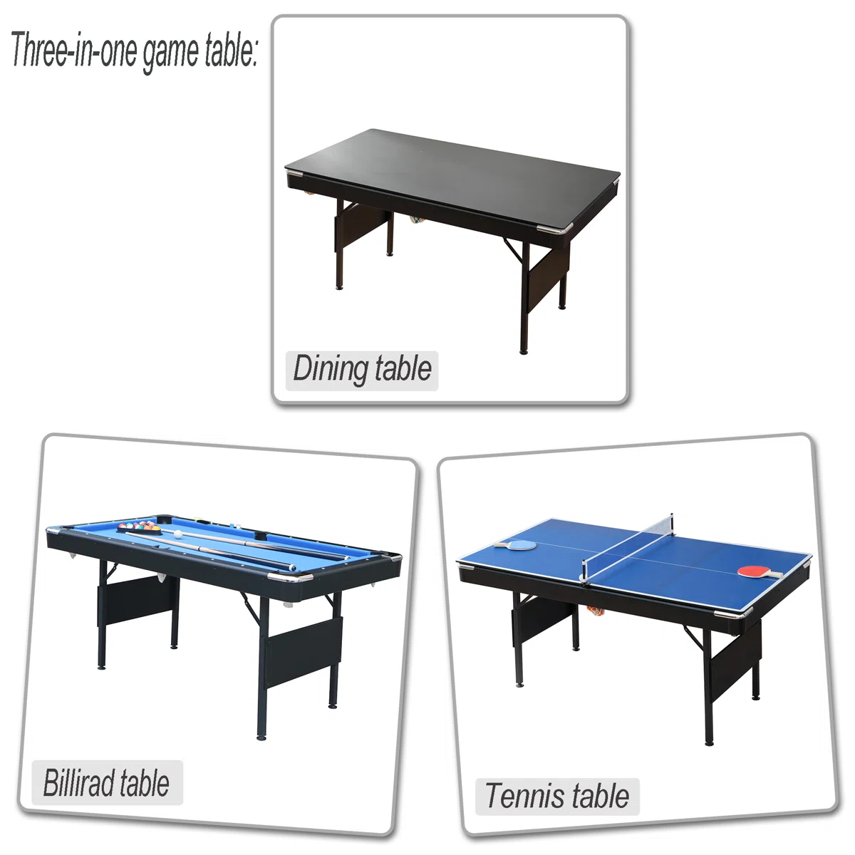6FT Foldable Pool Table-Andorra|No Assembly Required (Blue)