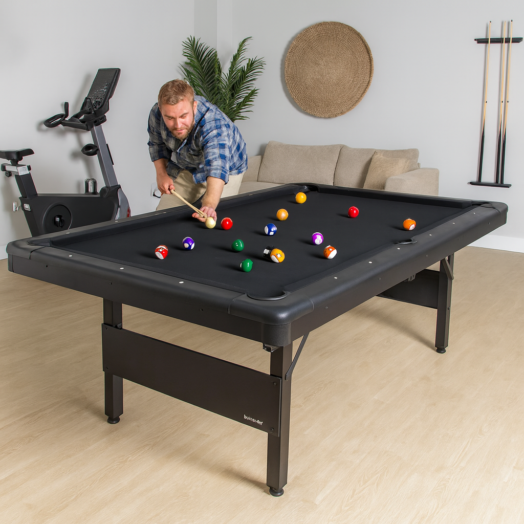 7FT Foldable Pool Table-Andorra | No Assembly Required (Black)