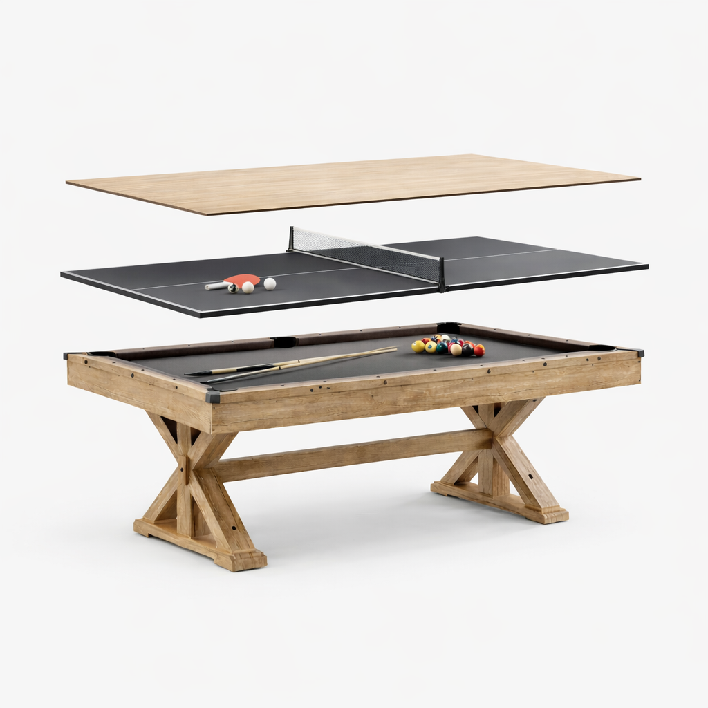 Ashdale Dining Pool Table - 7FT 3IN1 With 2 Benches