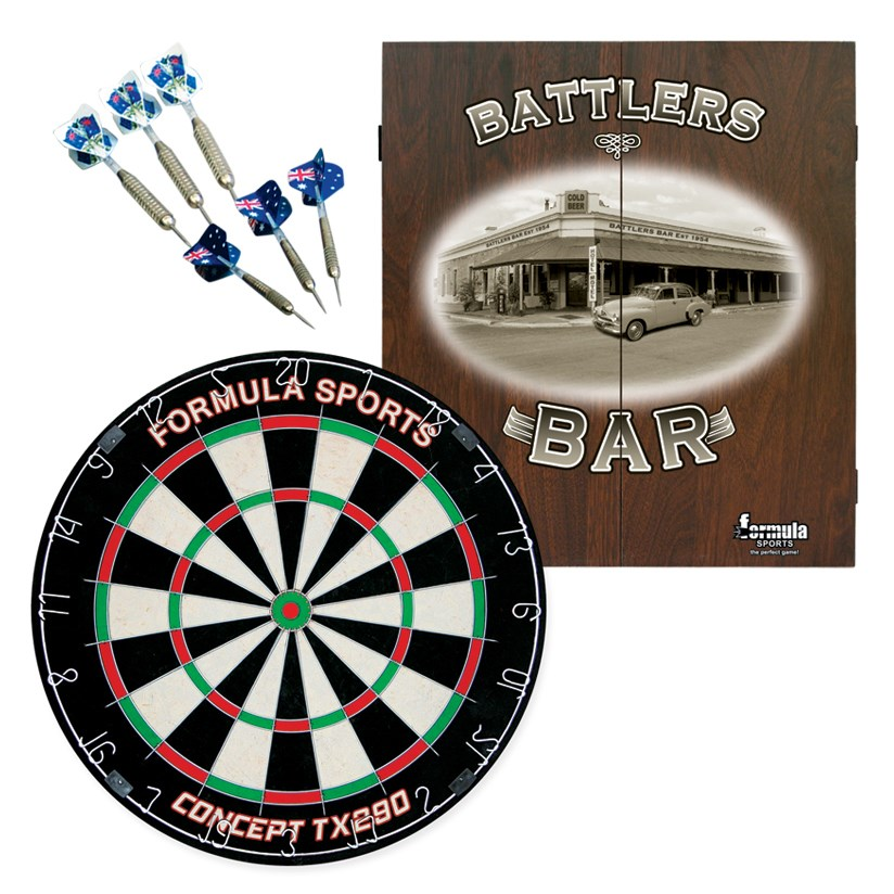 Battlers Bar Dartboard Cabinet Set