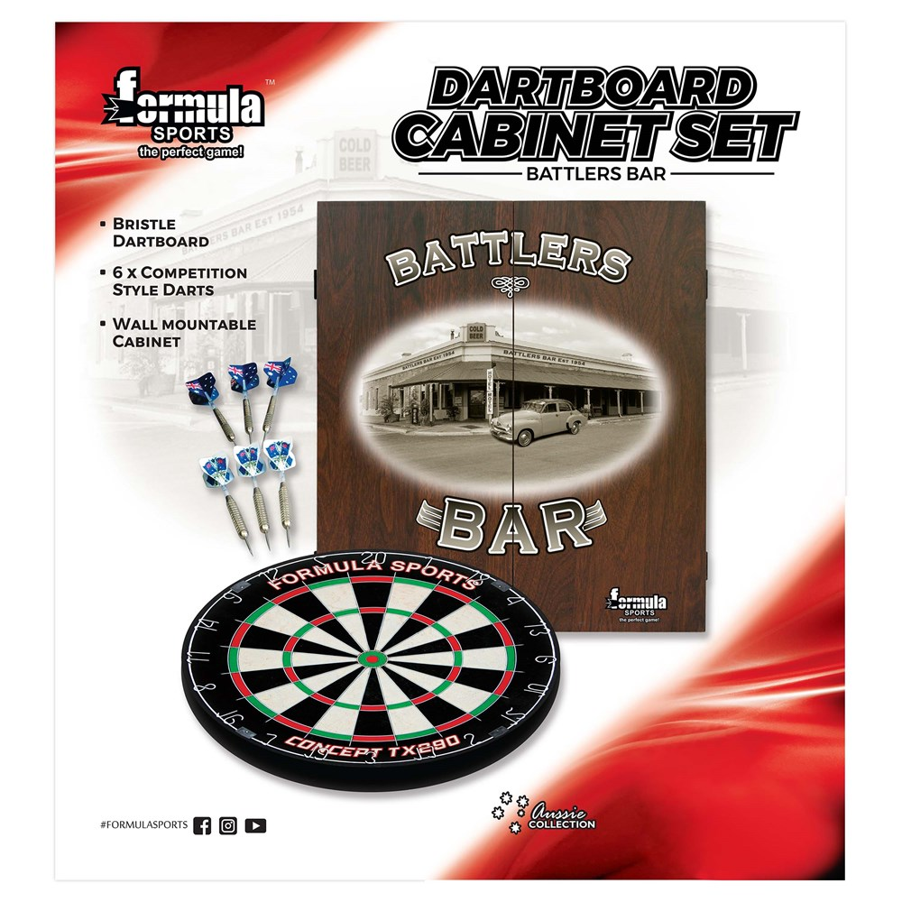 Battlers Bar Dartboard Cabinet Set