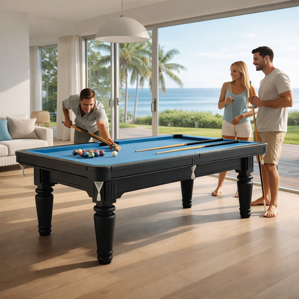 Cambridge Slate Pool Table 7FT / 8FT | Solid Timber Pool Table Blue Fe ...