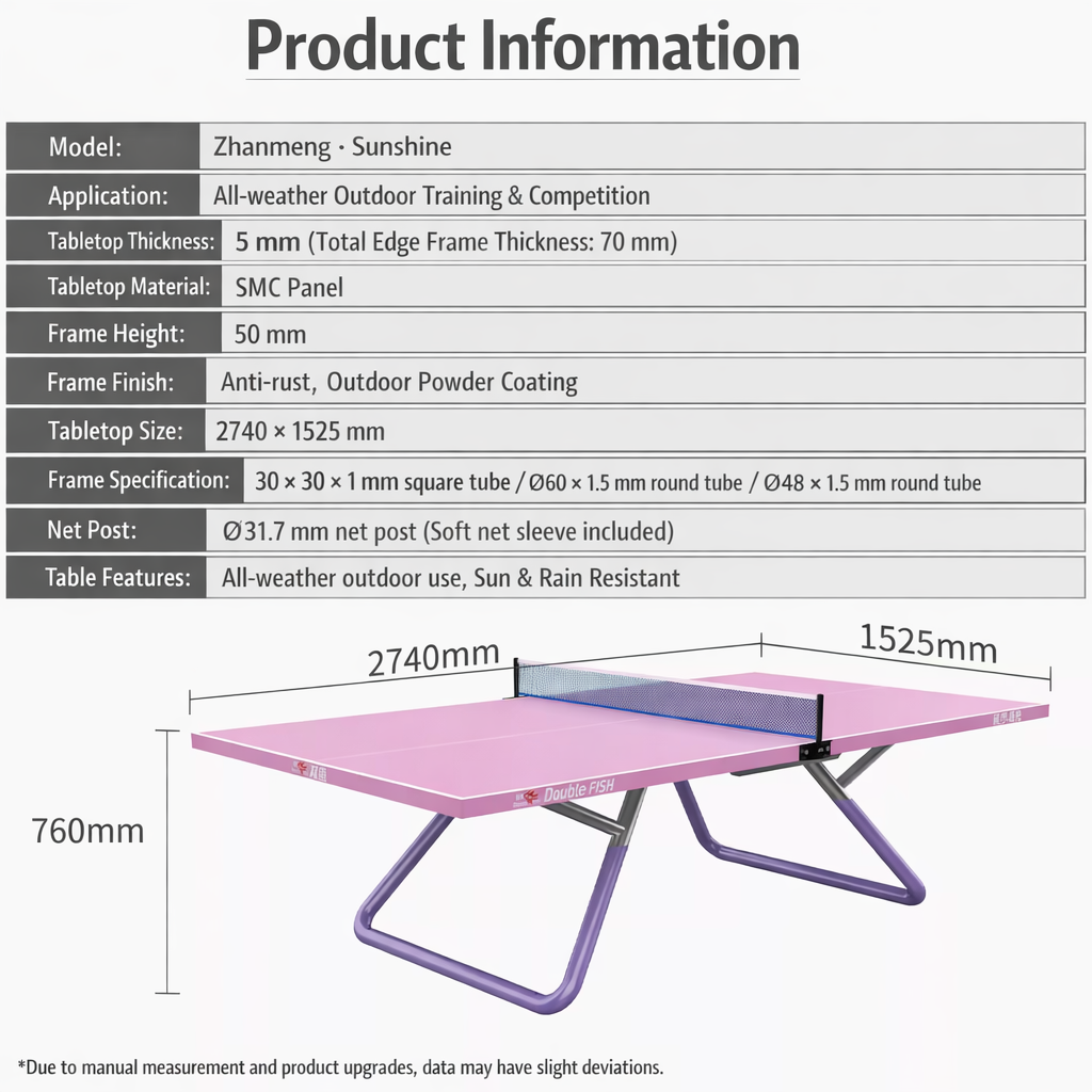 Double Fish Sunshine Outdoor Table Tennis Table