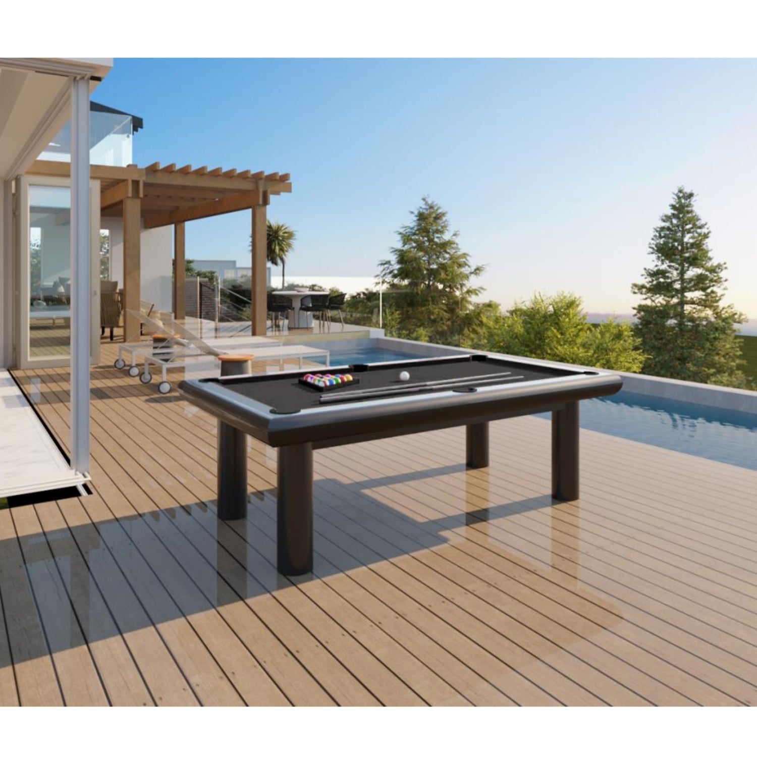 8FT Bondi Slate Pool Table - Outdoor Black