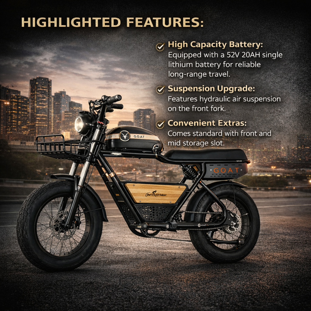 GOAT X5 Electric Bike – 52V 20Ah Long Range Fat Tyre E-Bike