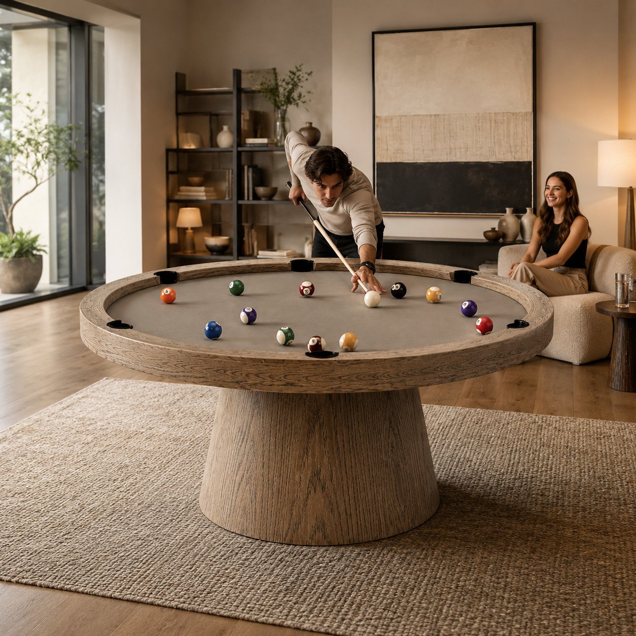 Halo Luxury Round Slate Pool Table - Custom Made