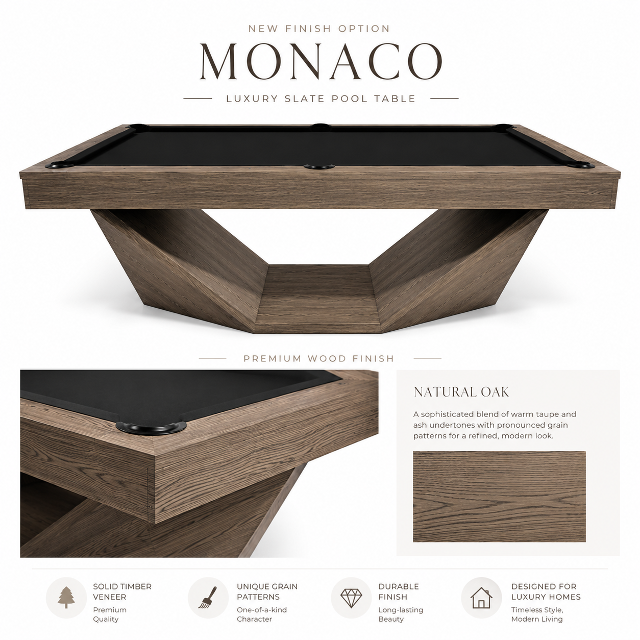 Monaco Luxury Slate Pool Table - Custom Made