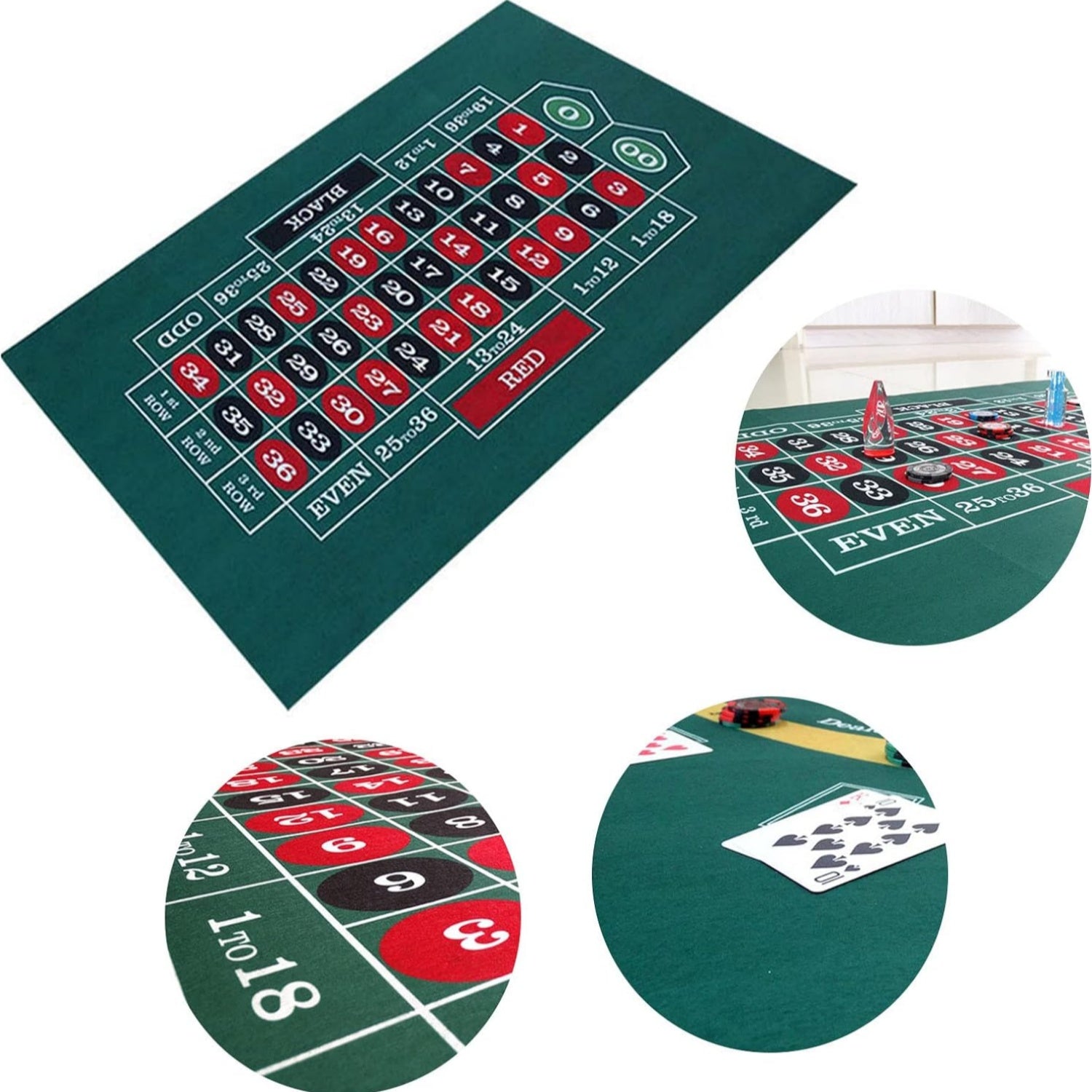 2IN1 Game Mat - Roulette/Poker Double Sided Oxford Cloth