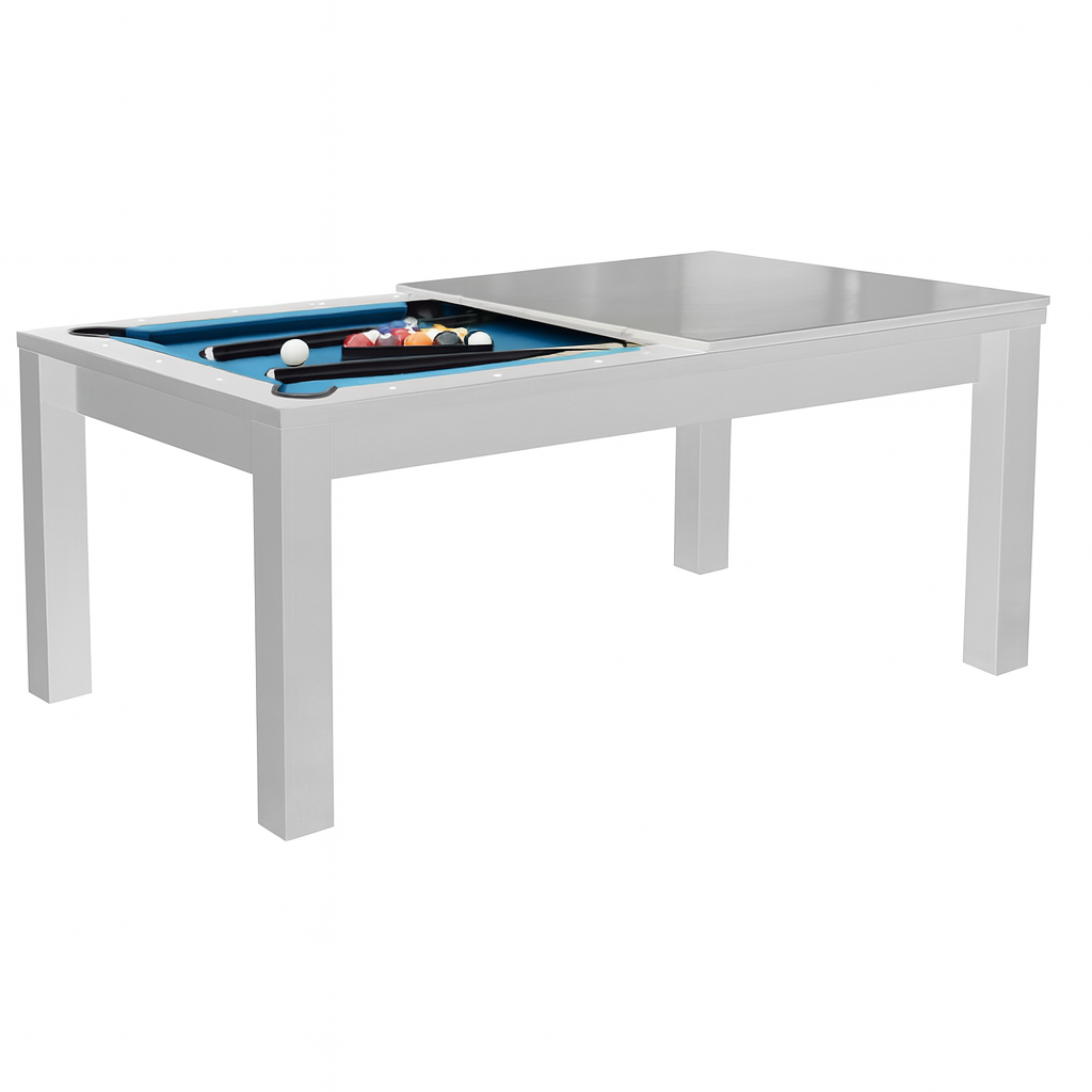 Roma Dining Pool Table-6FT 3IN1 White(Blue Felt)