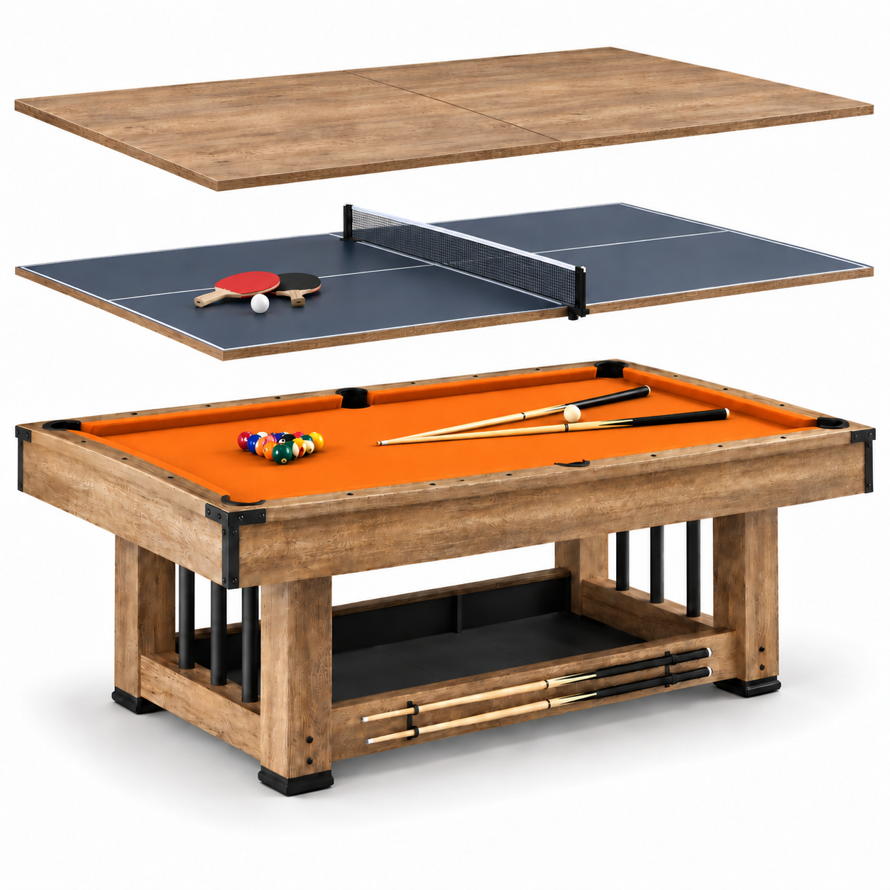 7FT Roma 3-in-1 Pool Table-Orange Felt | Melbourne Factory Outlet