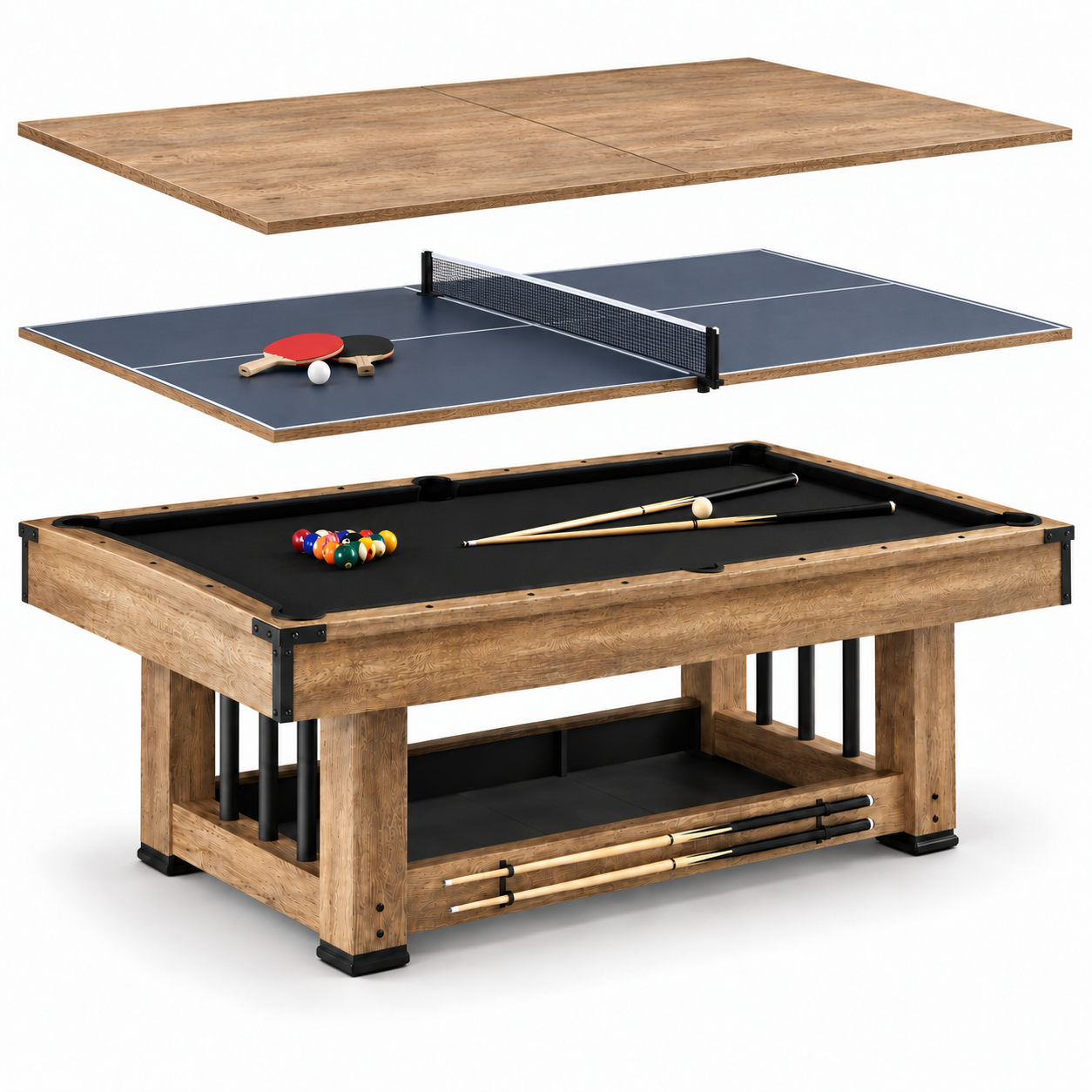 Roma 3-in-1 Pool Table-Black Felt | Melbourne Factory Outlet