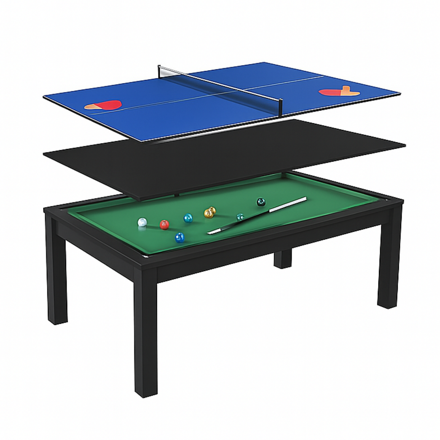 Roma Dining Pool Table-6FT 3IN1 Black(Green Felt)