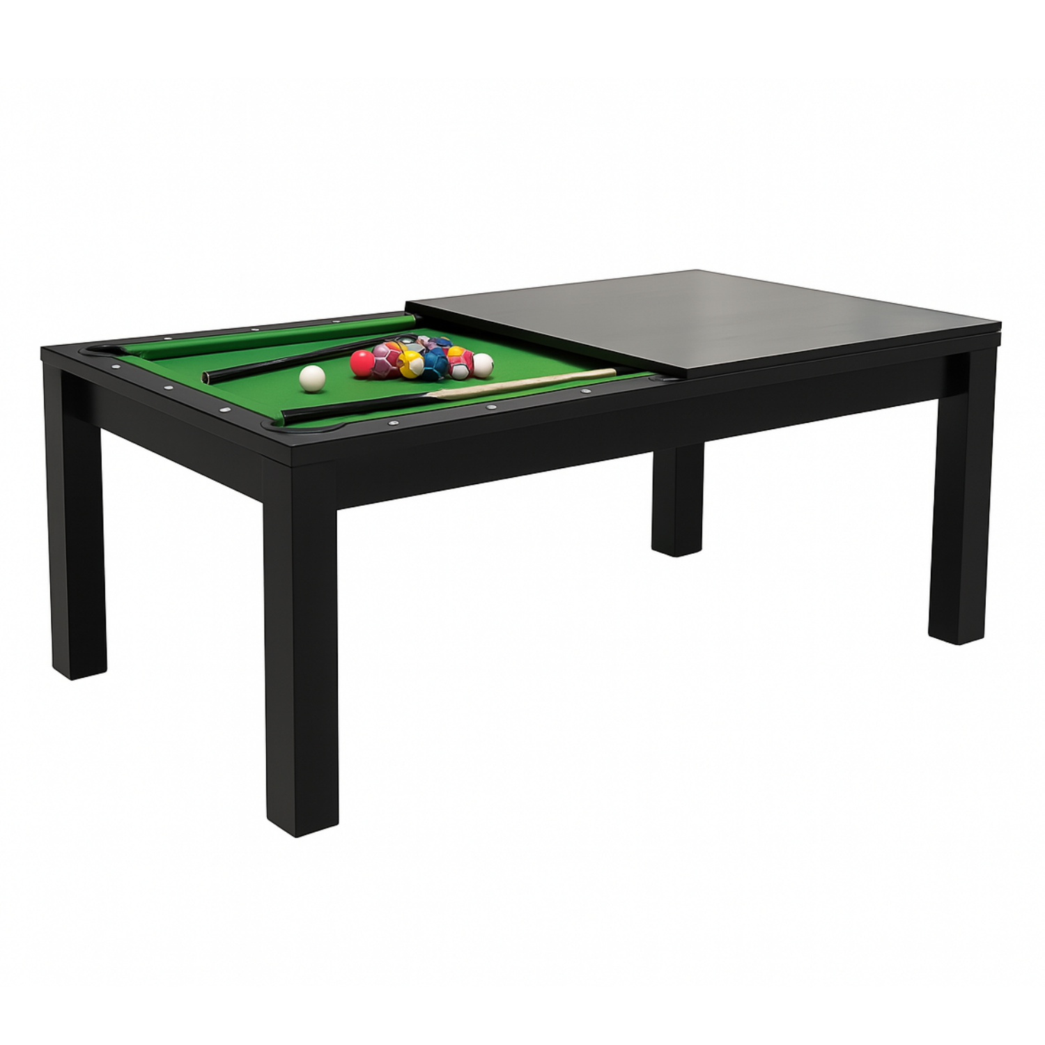 Roma Dining Pool Table-6FT 3IN1 Black(Green Felt)