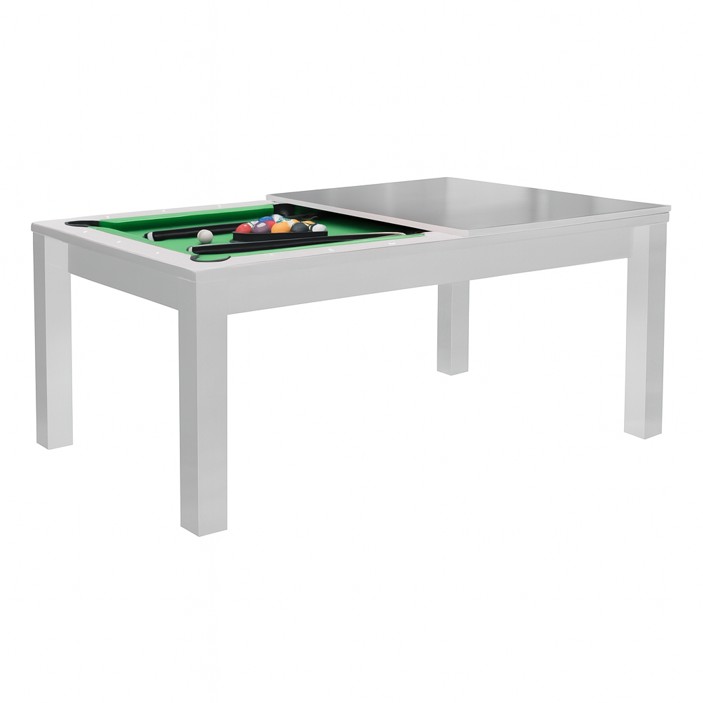 Roma Dining Pool Table-6FT 3IN1 White(Green Felt)