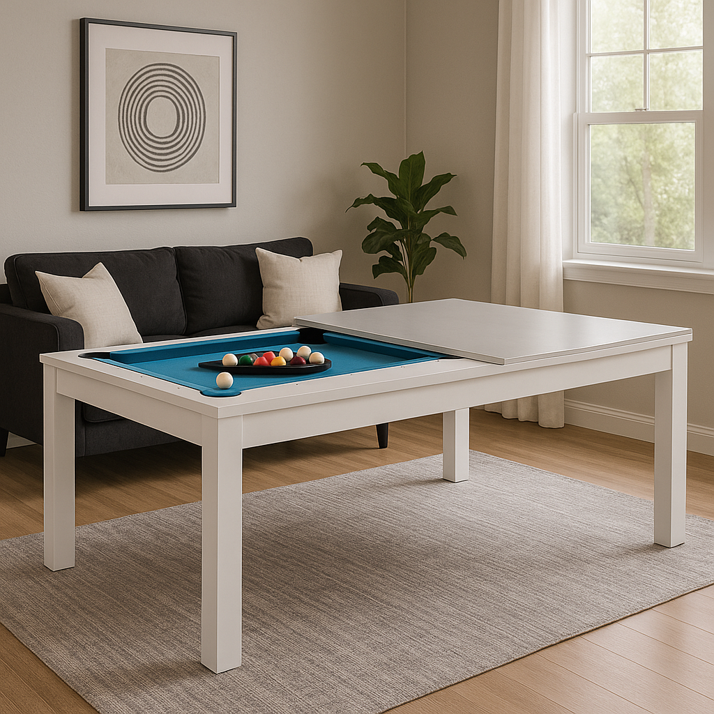 Roma Dining Pool Table-6FT 3IN1 White(Blue Felt)