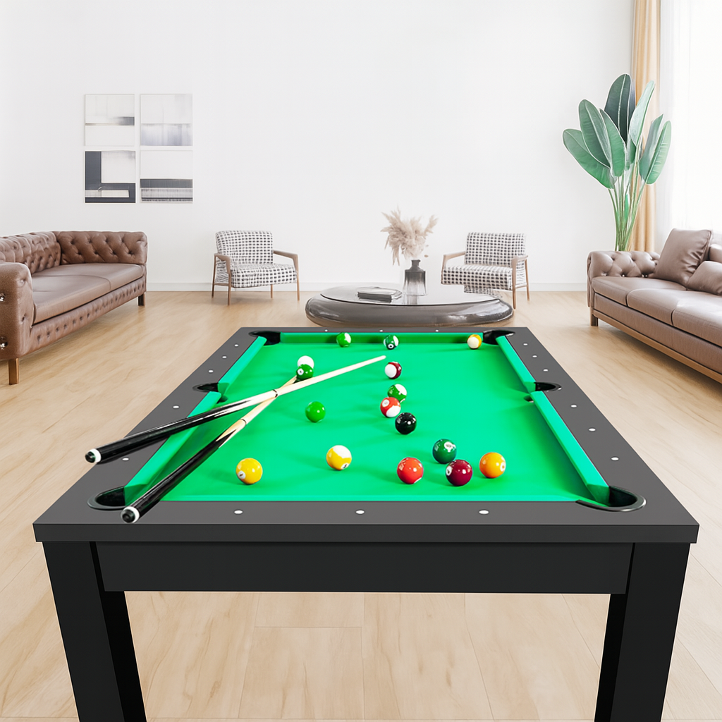 Roma Dining Pool Table-6FT 3IN1 Black(Green Felt)