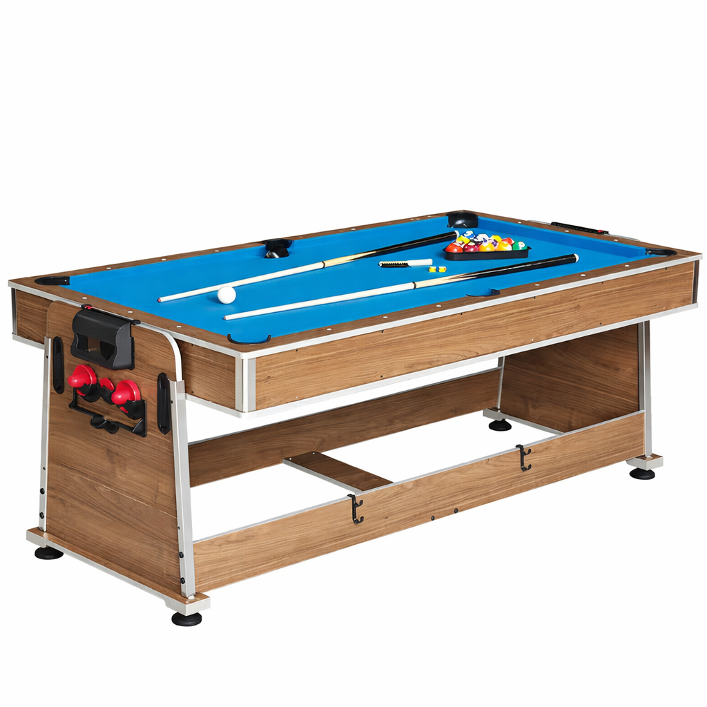 7FT 4IN1 Convertible Pool Table-Walnut Premium Quality(Blue Felt)