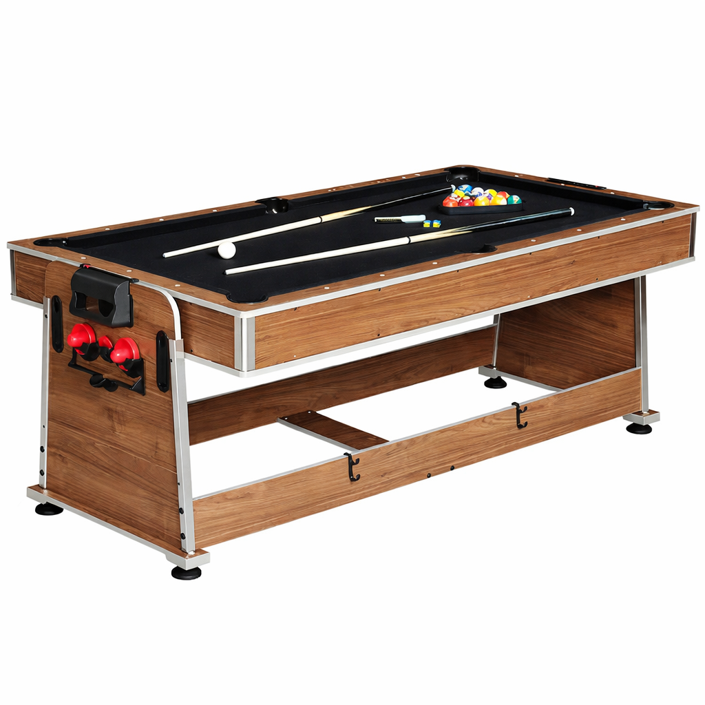 7FT 4IN1 Convertible Pool Table-Walnut Premium Quality(Black Felt)