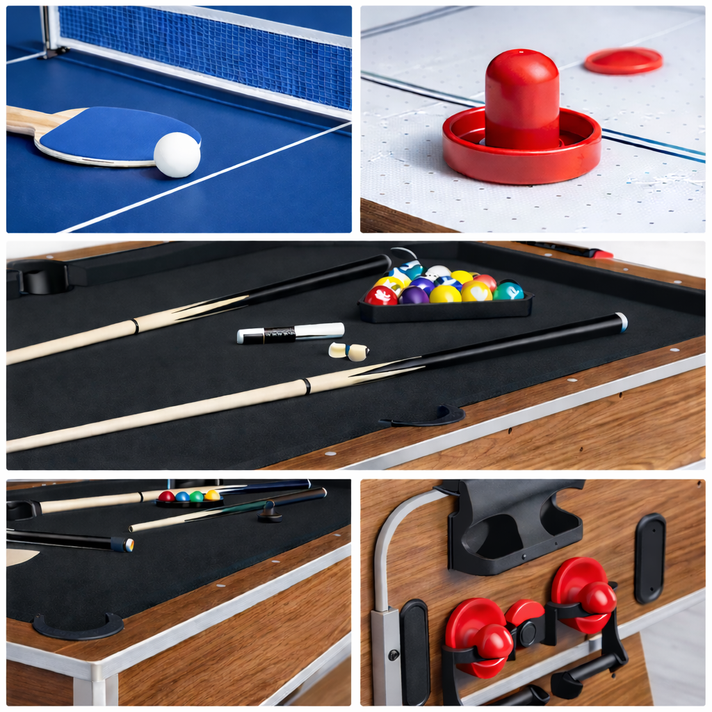 7FT 4IN1 Convertible Pool Table-Walnut Premium Quality(Black Felt)