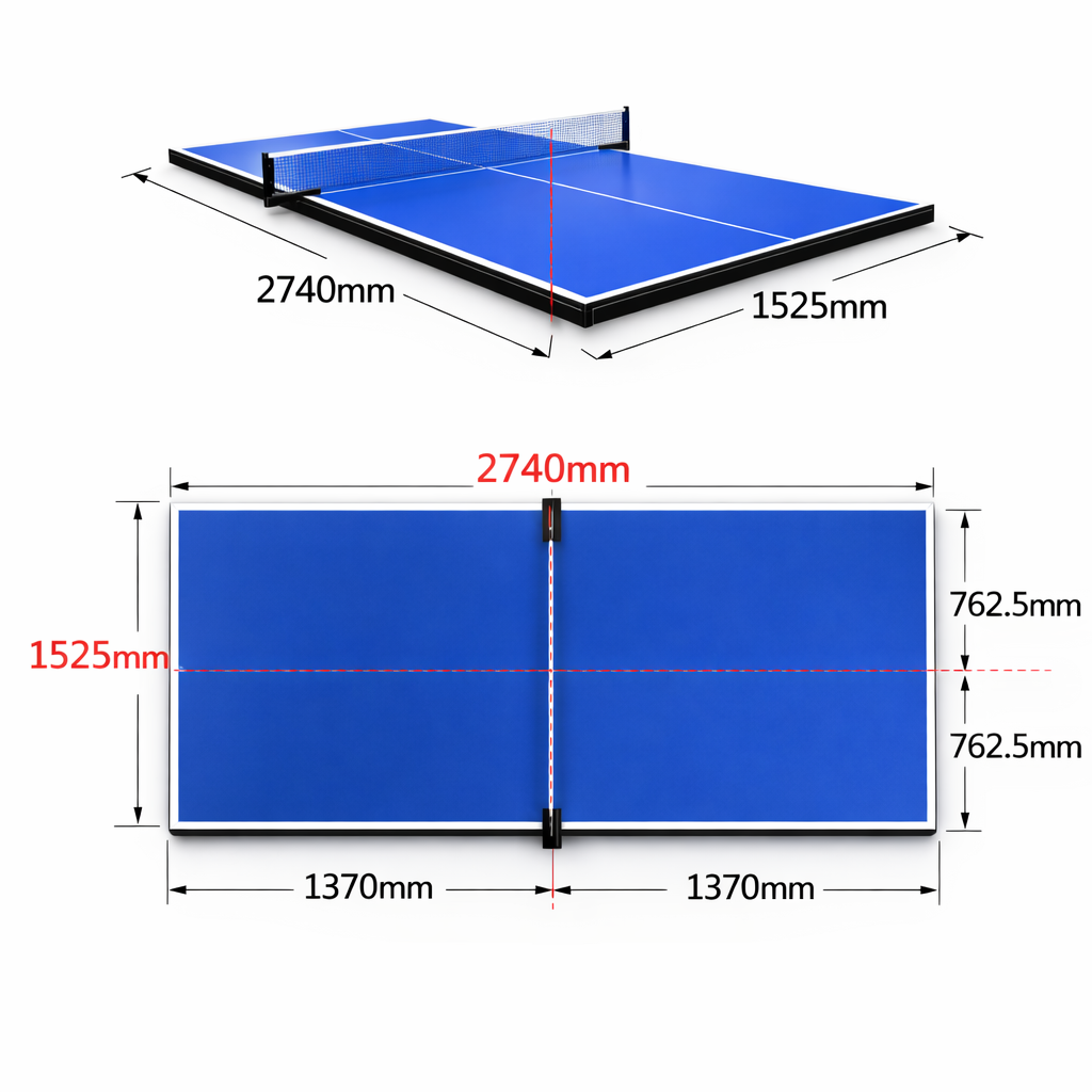 19mm Standard Ping Pong Table Tennis Top for Pool Billiard Table w Bats Balls