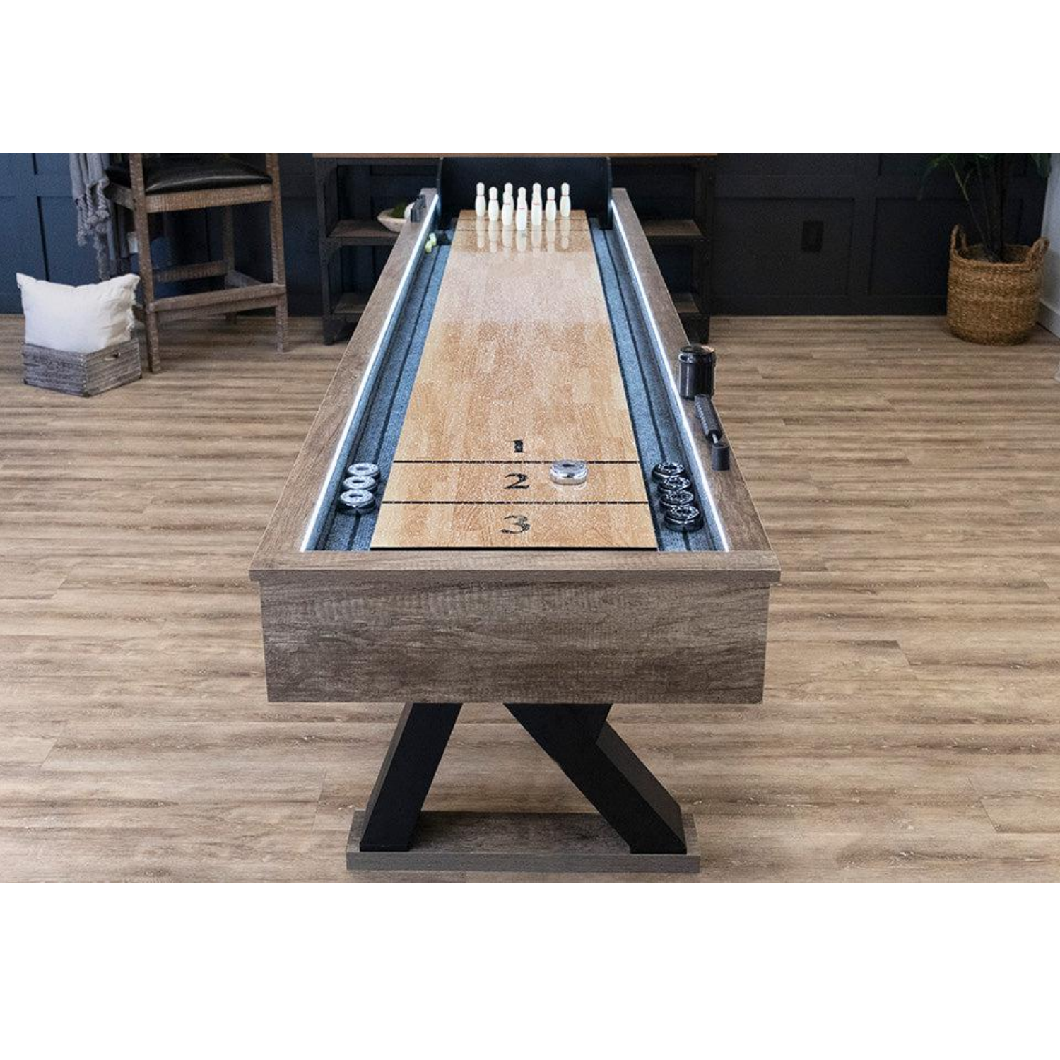 9FT 2IN1 UrbanX Shuffleboard Table-LED Light