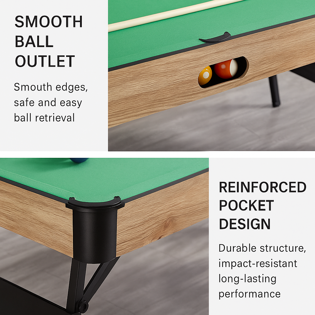 TriPlay 6FT Pool Table - 3IN1 Foldable (Ball Return Function）