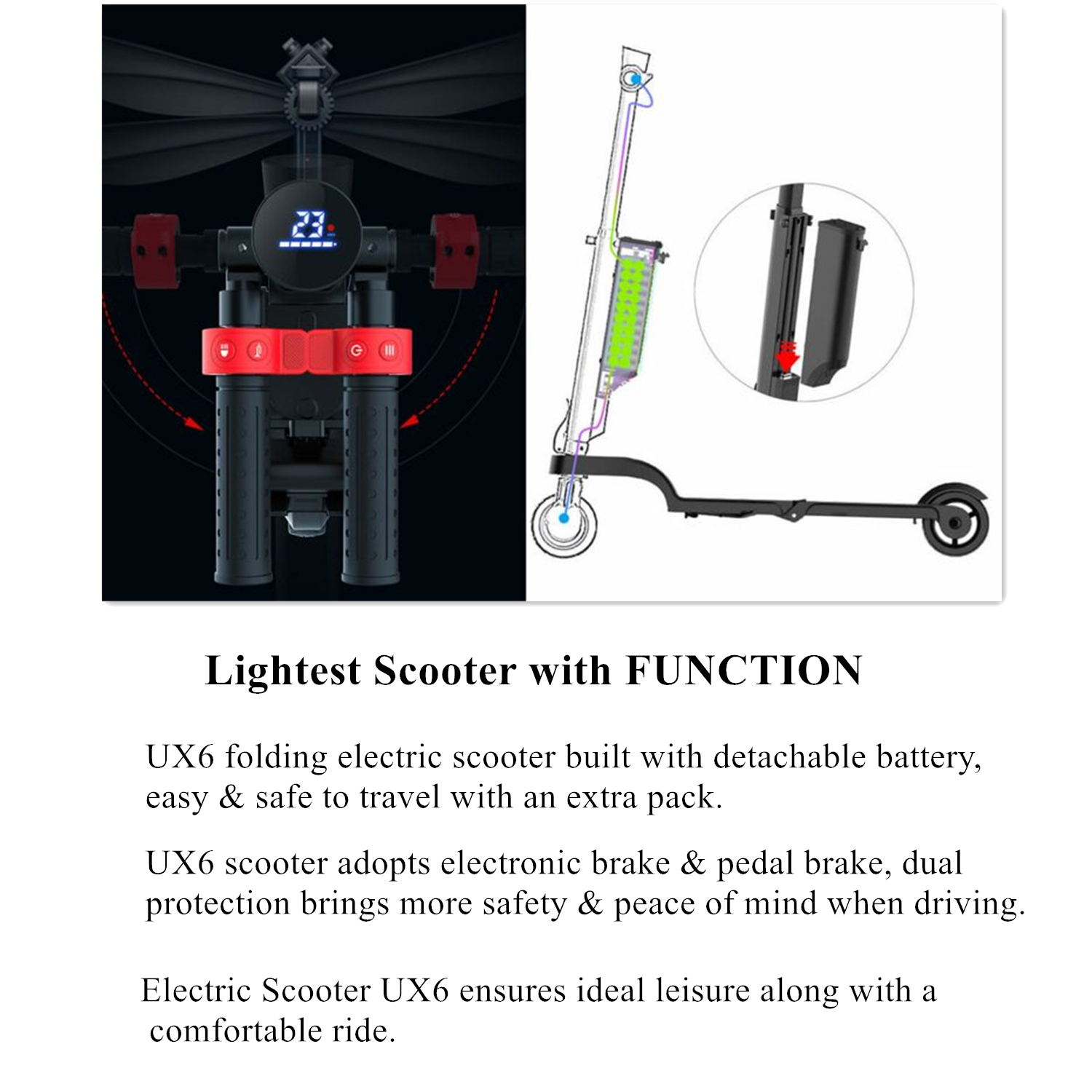 UX6 Foldable Electric Scooter Protable Backpack