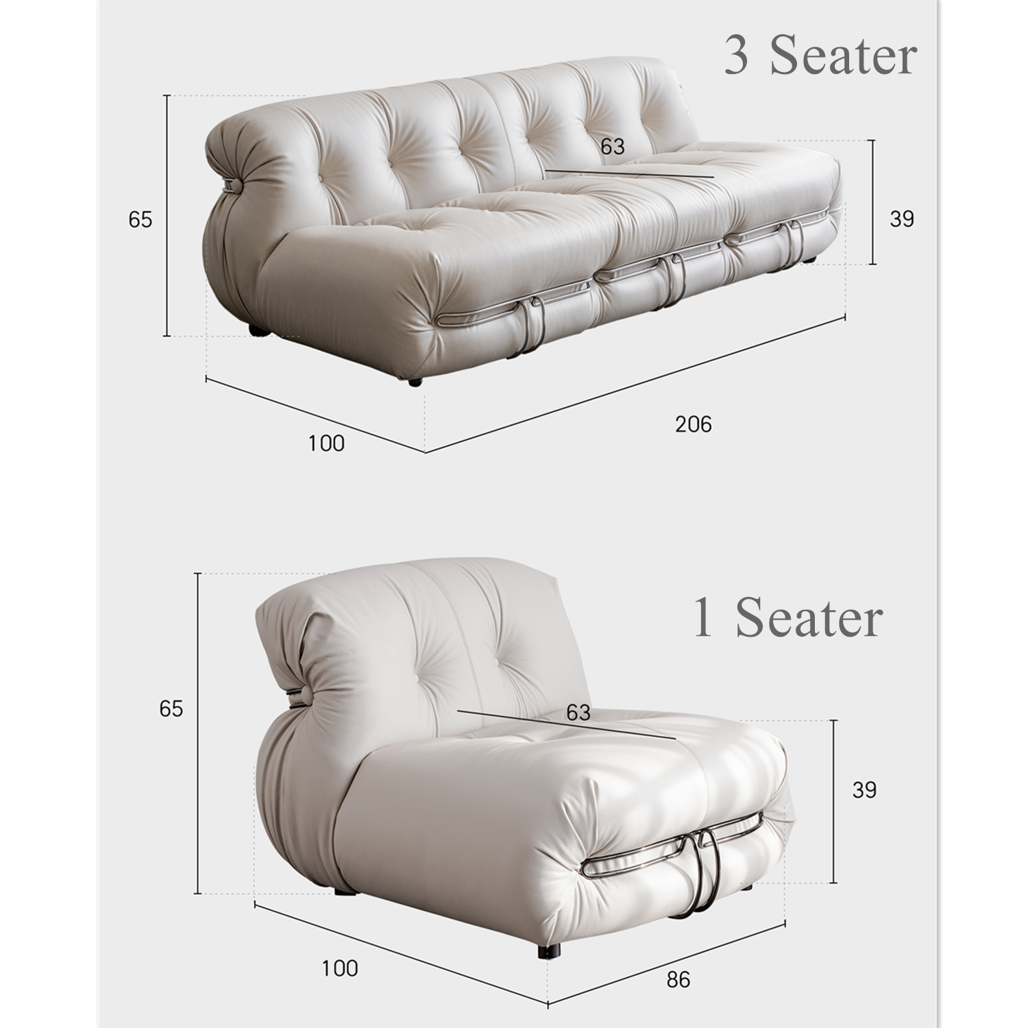 Utu Sofa - 2 Seater/3 Seater Wool Fleece-Custom Made