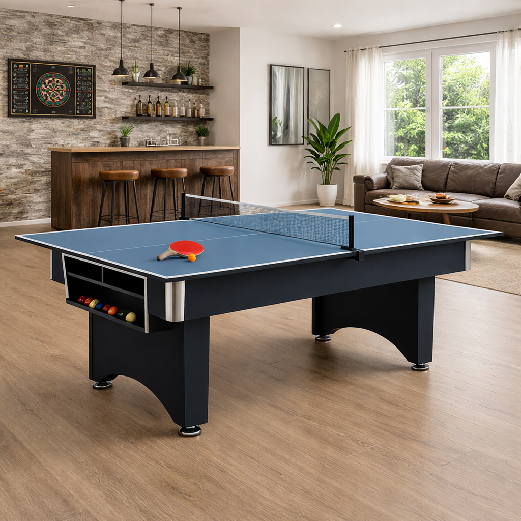 19mm Standard Ping Pong Table Tennis Top for Pool Billiard Table w Bats Balls