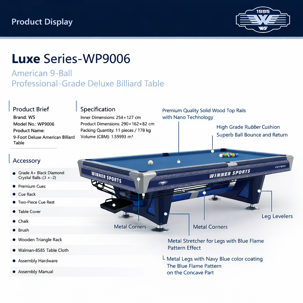 Victoria Elite 9-Ball Slate Pool Table